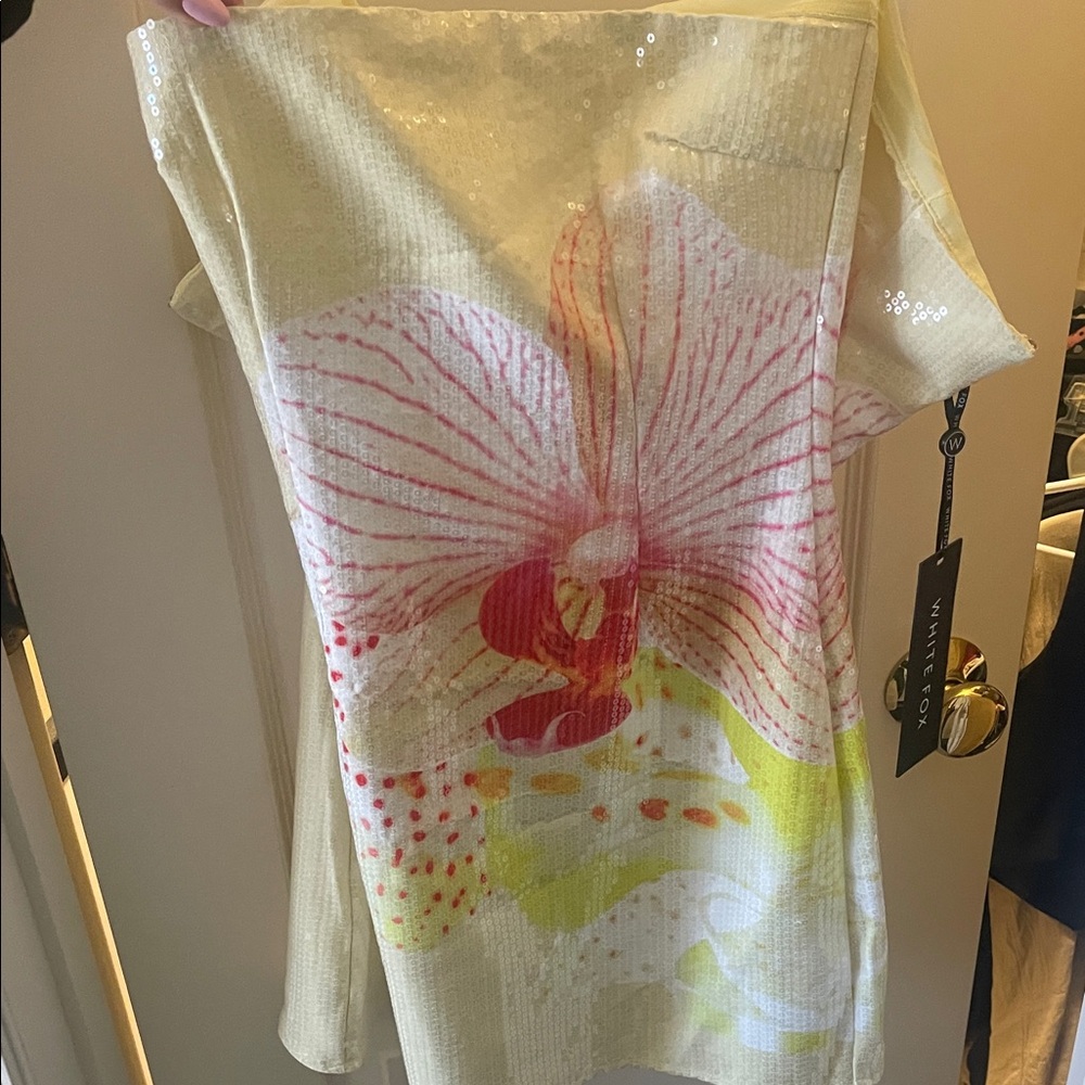 White Fox Boutique Cream and Pink Mini Dress